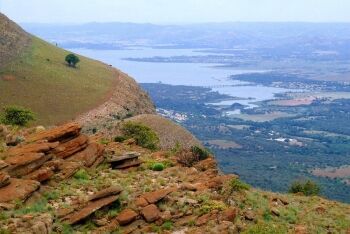 Hartbeespoort dam seen from the Magaliesberg, near Skeerpoort